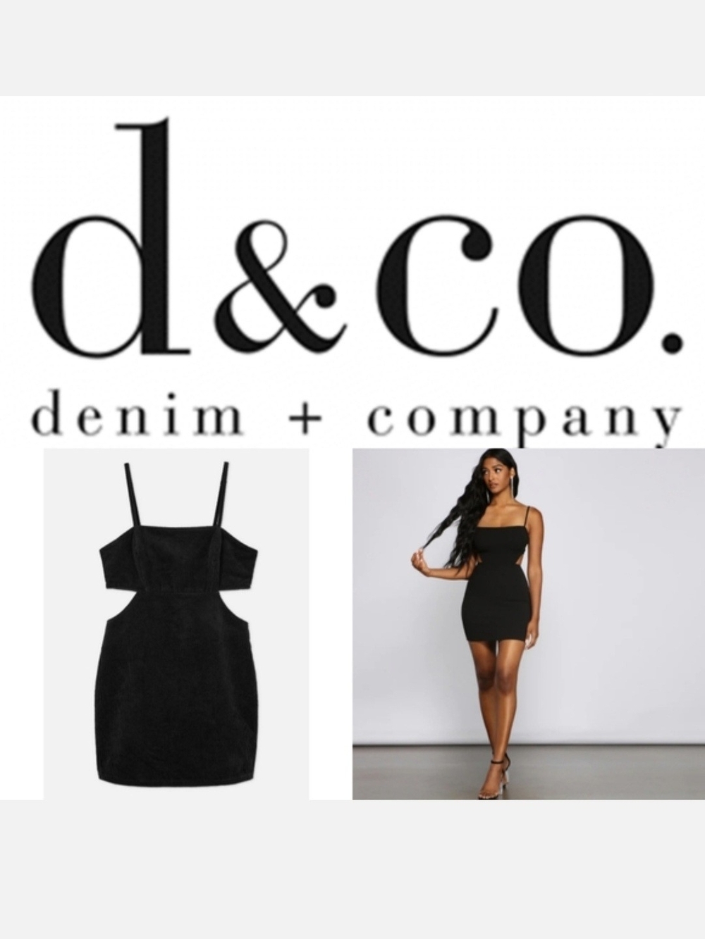 Denim & Company Black Corduroy Cutout Mini Dress